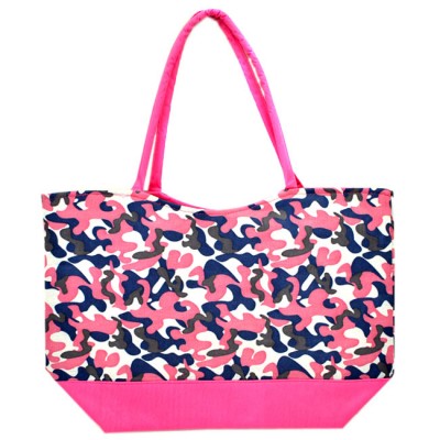 180783 - PINK / BLUE FLOWER DESIGN SHOPPING OR BEACH BAG